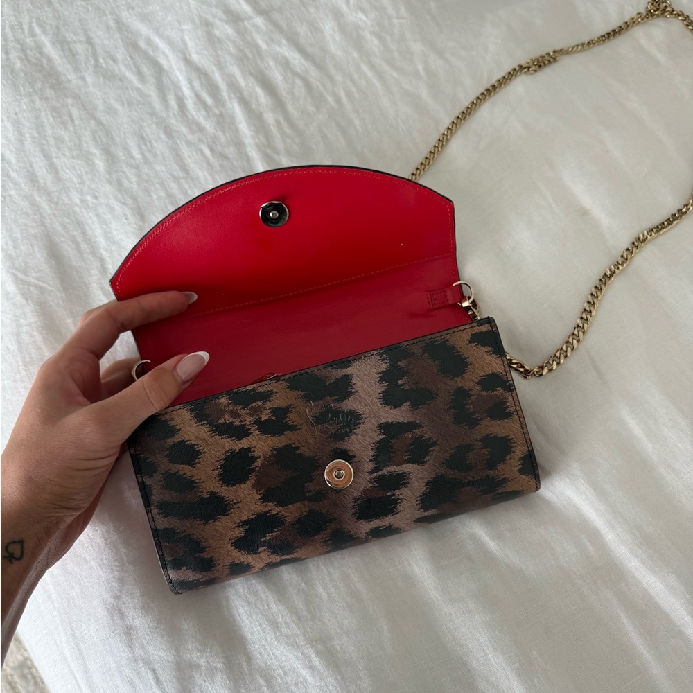 Christian Louboutin Leopard Print Shoulder Bag with Gold Chain - Picture 3 of 8